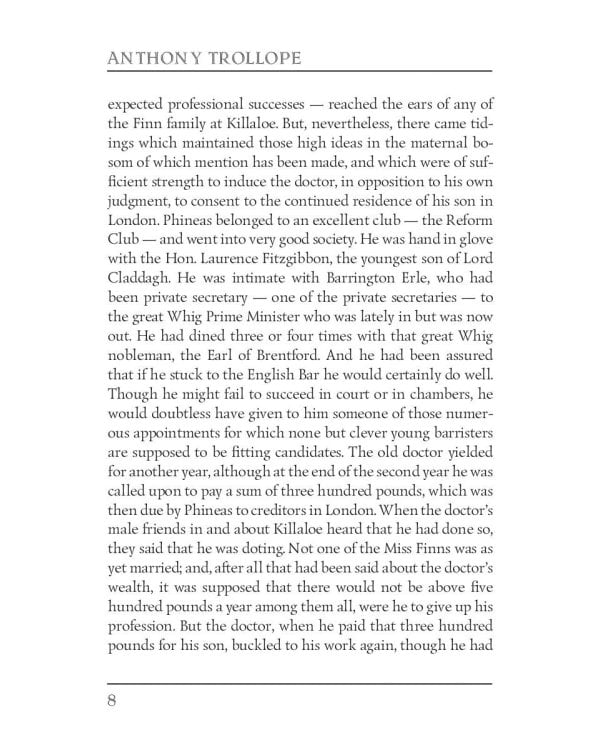 Palliser novels. Phineas Finn 1