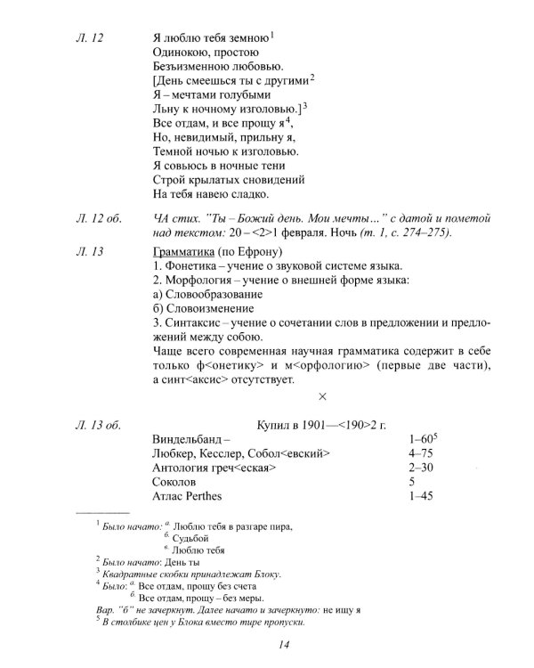Полное собрание сочинений и писем. В 20-ти т. Т. 13: Записные книжки. (1901-1914)
