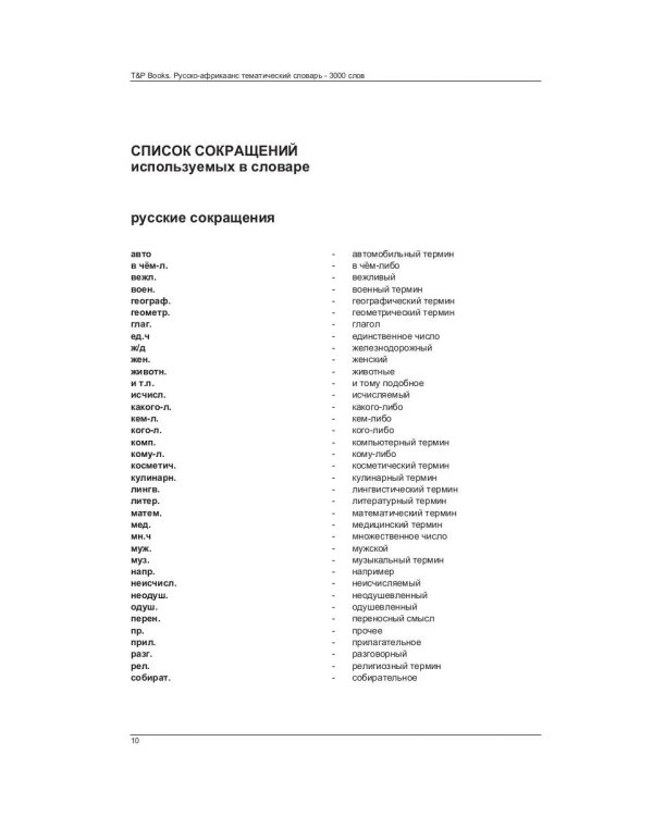 Русско-африкаанс тематический словарь. 3000 слов. Для активного изучения и словарного запаса