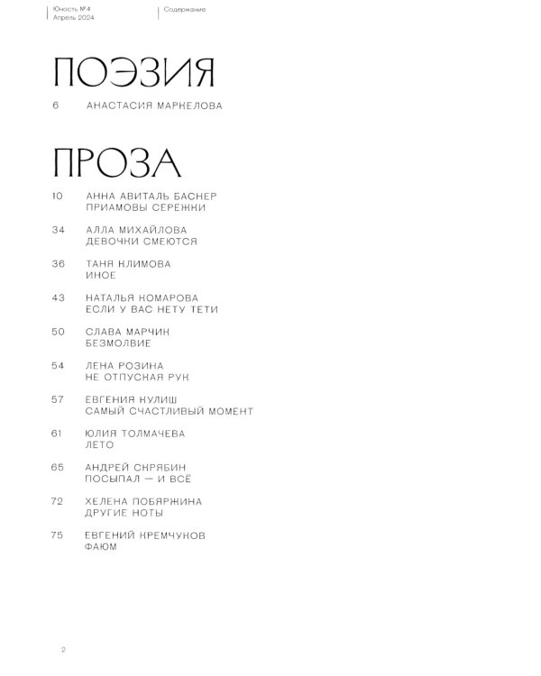 Журнал "Юность" № 4/2024