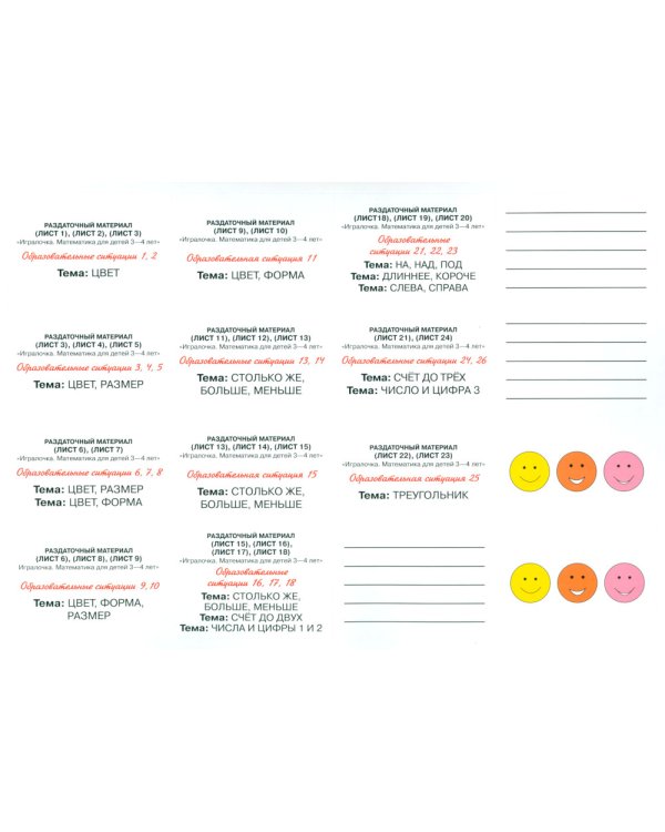 Игралочка. Математика для детей 3-4 лет. Раздаточный материал
