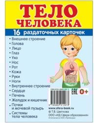 Дем. картинки СУПЕР Тело человека. 16 раздаточных карточек с текстом на обороте учебно-методическое пособие с комплектом демонстрационного материала 63х87 мм, познавательное и речевое развитие