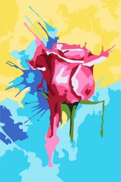 Набор для раскрашивания по номерам Роза, 12 цветов: краски акриловые на водной основе 12 штук, холст c контурным рисунком (нетканый материал), на подрамнике из МДФ, кисти 2 штуки, контрольный лист со схемой. / 20x30x1,6см арт.88101