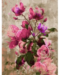 Набор для раскрашивания по номерам Розы, 24 цвета: краски акриловые на водной основе 24 штуки, холст c контурным рисунком (нетканый материал), на подрамнике из МДФ, кисти 3 штуки, контрольный лист со схемой / 30x40x1,6см арт.88119