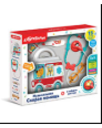 Музыкальная Скорая помощь с набором доктора комплект из 5 предметов: машинка-чемоданчик, белый шпри