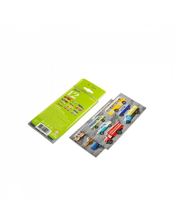 12 машинок на холодильник. Магнитный город на холодильнике. Коллекционный набор.