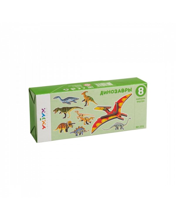 Динозавры. Набор из 8 пазлов. Игра настольно-печатная Объемные пазлы