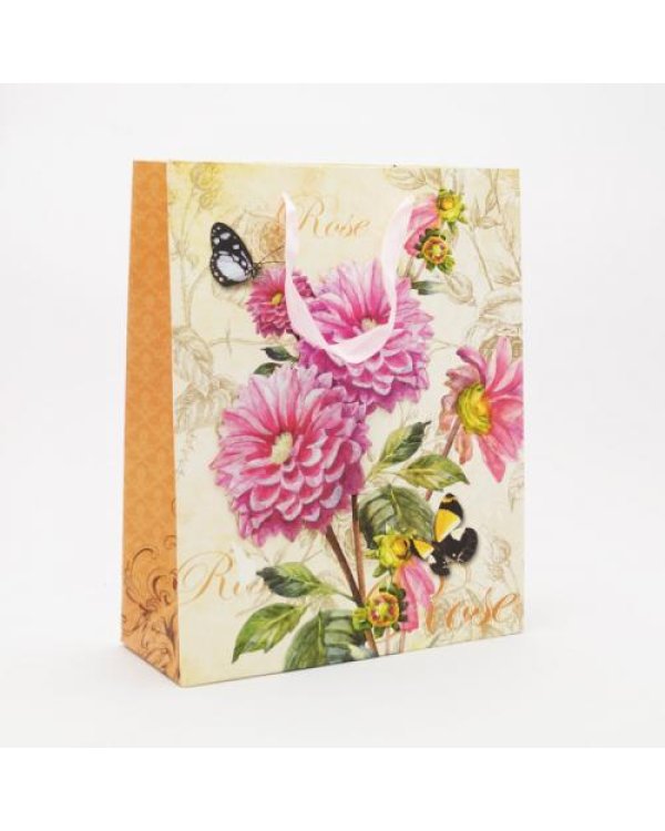 Подарочный мешок 23 32 см 3D цветы
