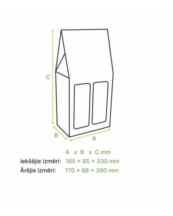 Mikrogofras kaste 33x16,5x8,5cm 2 pudelēm ar rokt.