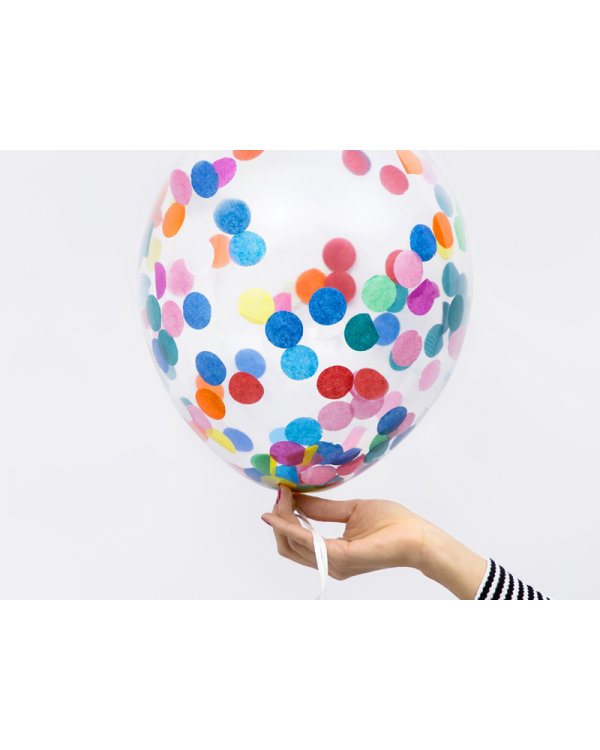 Confetti balloons - circles, 30cm, mix (1 pkt / 6 pc.)