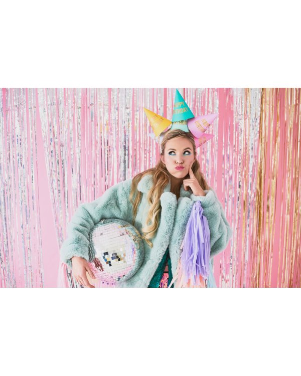 Party hats Happy Birthday, mix, 16cm (1 pkt / 6 pc.)