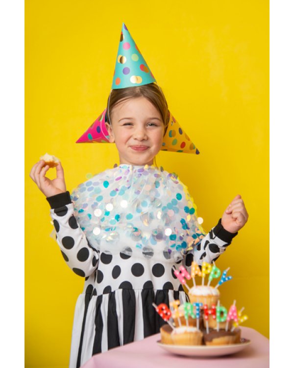 Party hats Dots, mix, 16cm (1 pkt / 6 pc.)