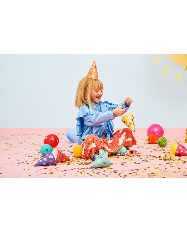 Party hats Dots, mix, 16cm (1 pkt / 6 pc.)