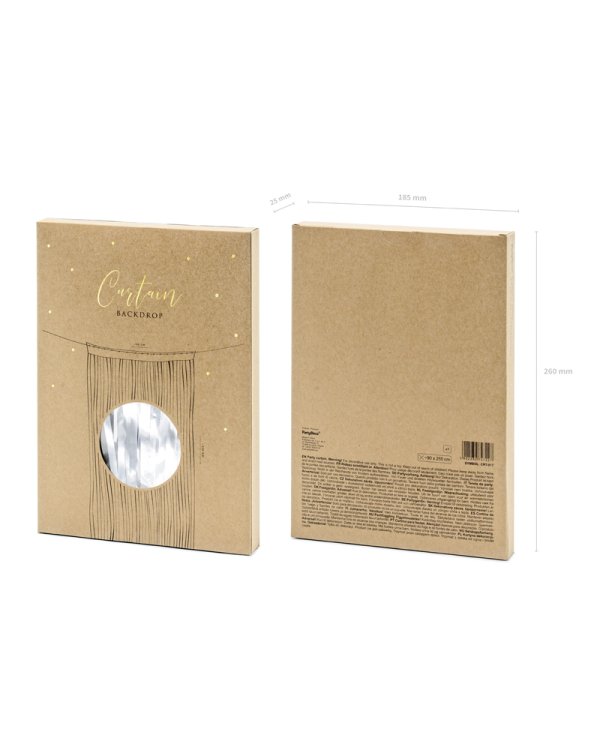 Party curtain, silver, 0.9 x 2.5m