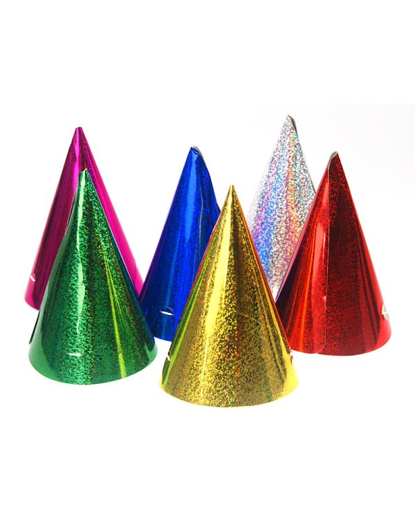 Holographic party hats, mix, 16cm (1 pkt / 20 pc.)