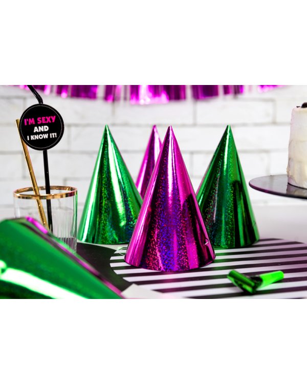 Holographic party hats, mix, 16cm (1 pkt / 20 pc.)