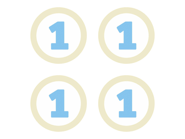 Paper decorations 1, sky-blue, 5.5cm (1 pkt / 4 pc.)