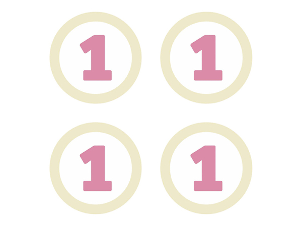 Paper decorations 1, light pink, 5.5cm (1 pkt / 4 pc.)