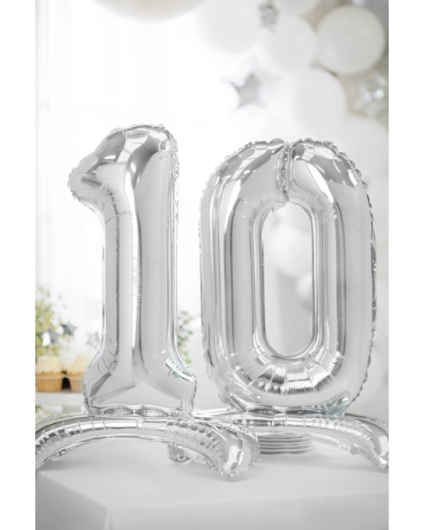 Standing foil balloon Number ''1'', 70cm, silver