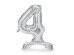Standing foil balloon Number ''4'', 70cm, silver