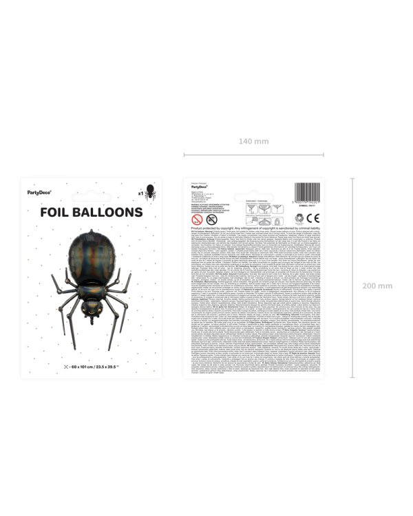 Foil balloon Spider, 60x101cm, black