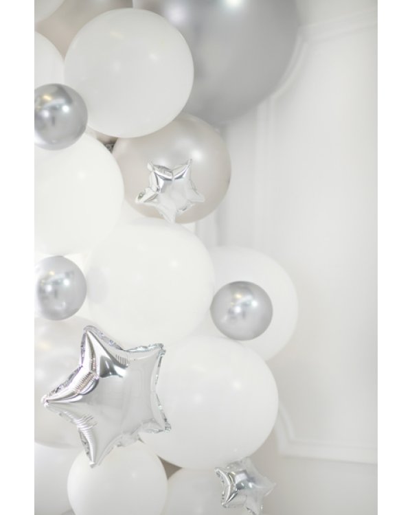 Foil balloons Stars, 12cm, silver (1 pkt / 25 pc.)