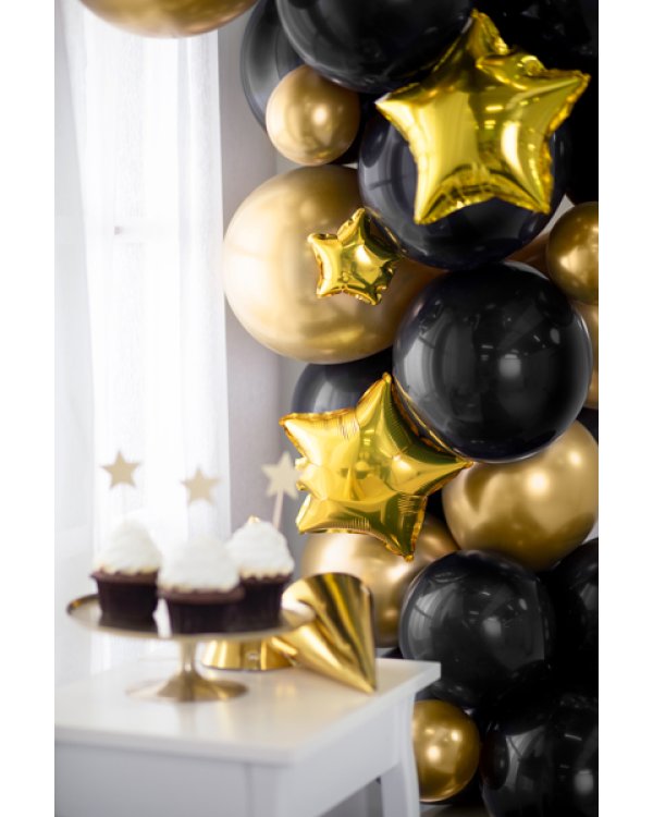 Foil balloons Stars, 12cm, gold (1 pkt / 25 pc.)