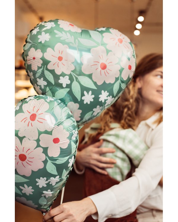 Foil balloons Heart with flowers, 45 cm, mix