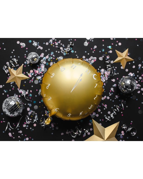 Foil balloon Clock, 45 cm, gold