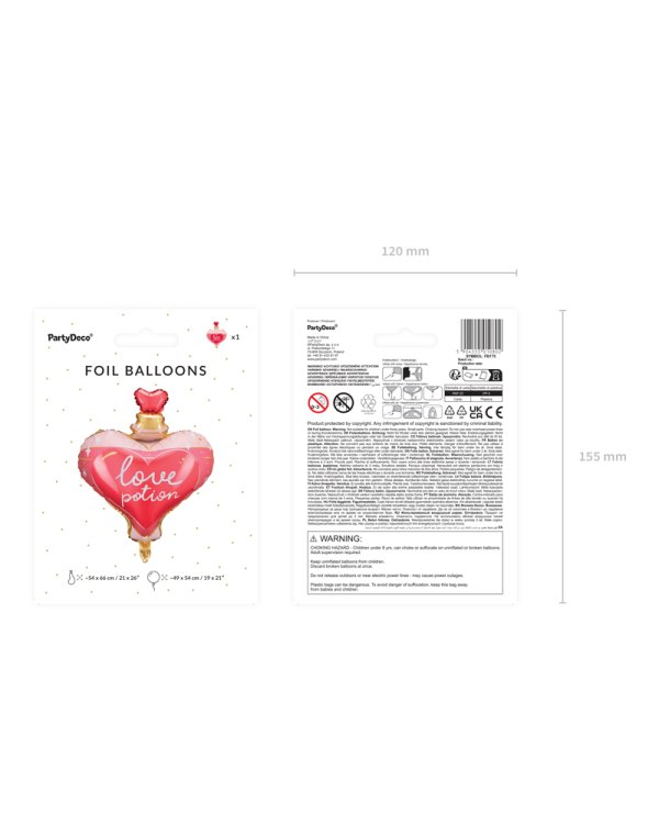 Foil balloon Love potion, 54x66 cm, mix