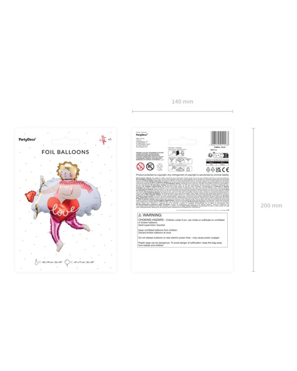 Foil balloon Cupid, 82x99 cm, mix