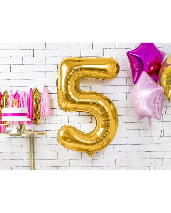 Foil Balloon Number ''5'', 86cm, gold