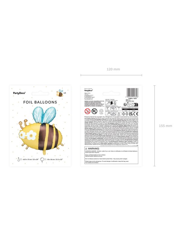 Foil balloon Bumblebee, 63.5x72 cm, mix