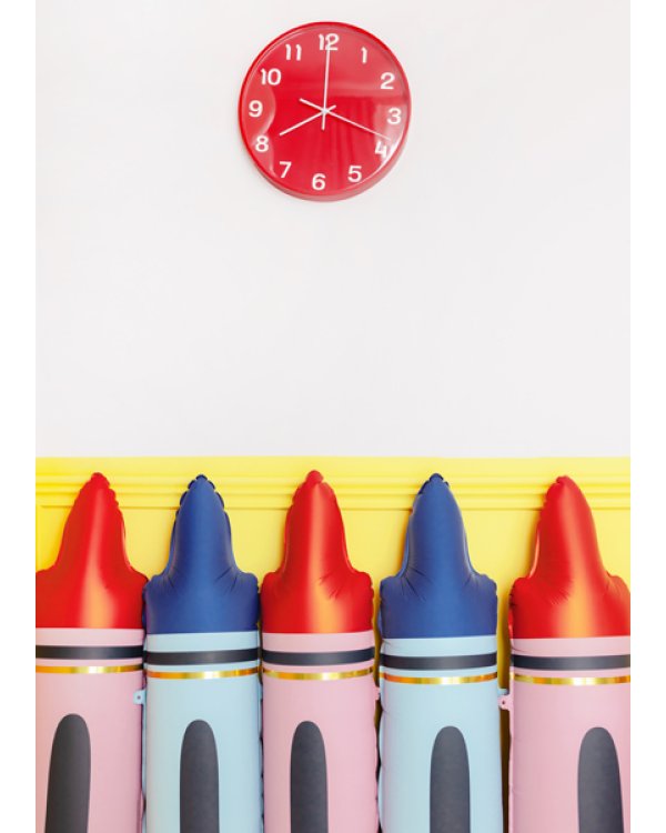 Crayons foil balloons, red, 23x104 cm