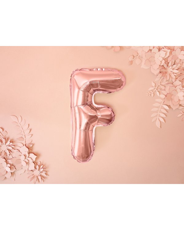 Foil Balloon Letter ''F'', 35cm, rose gold