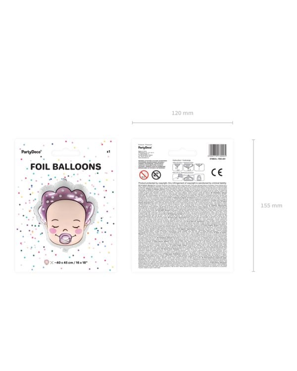 Foil balloon Baby - Girl, 40x45cm, mix