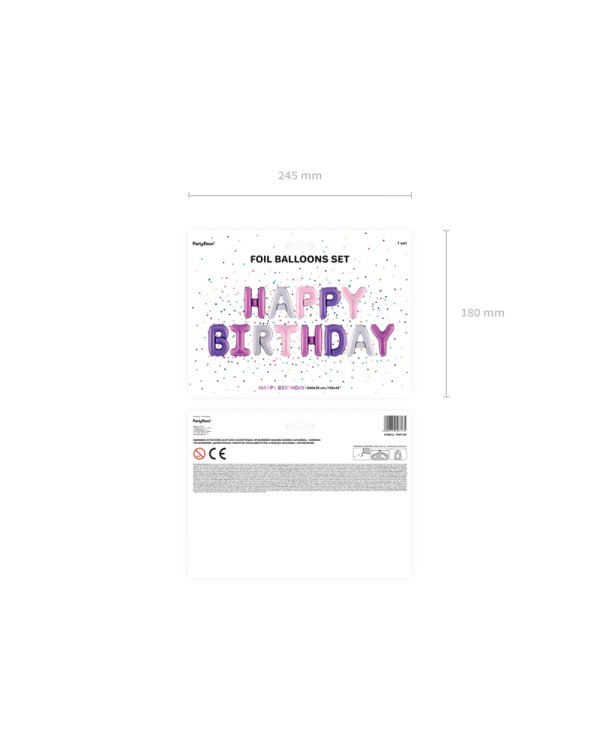 Foil Balloon Happy Birthday, 340x35cm, mix