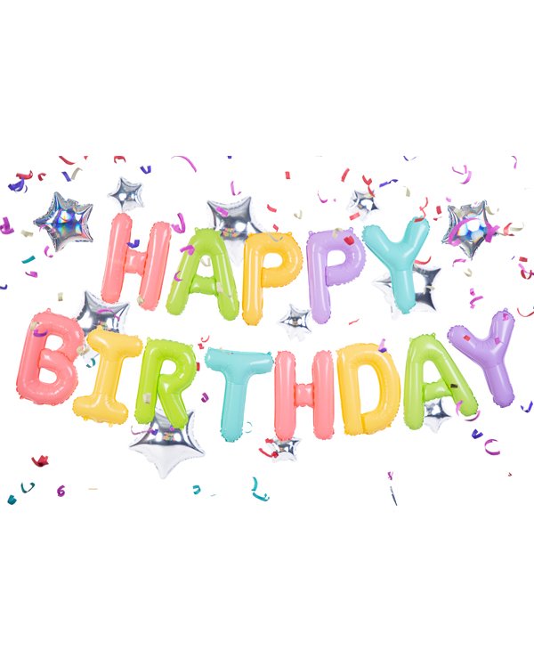 Foil Balloon Happy Birthday, 395x35cm, mix
