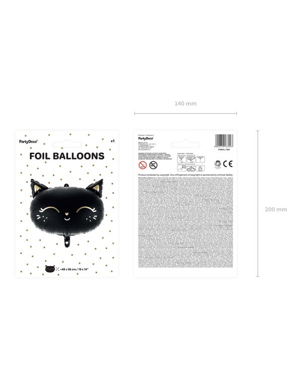 Foil Balloon Cat, 48x36cm, black