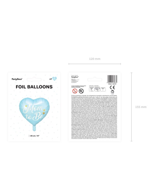 Foil balloon Mom to Be, 35cm, blue