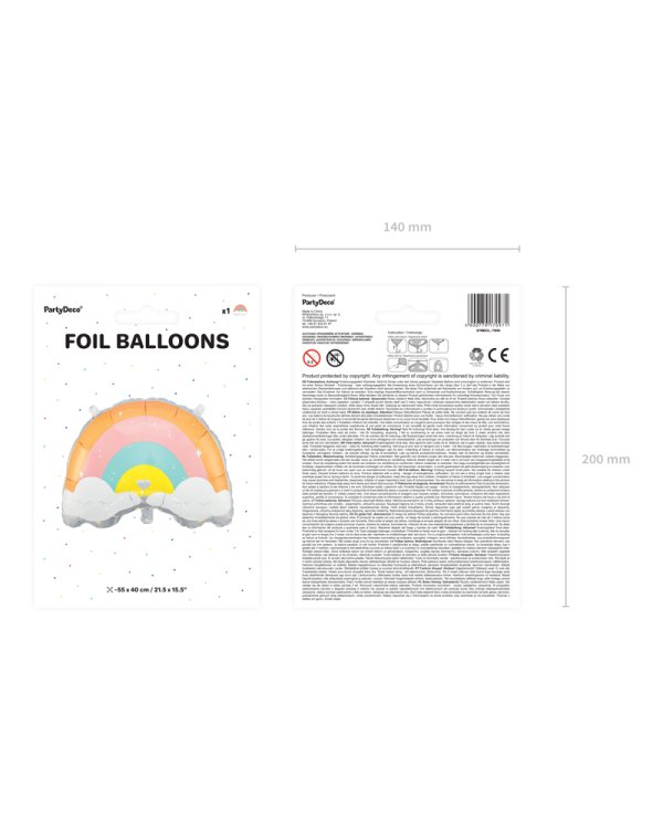 Foil balloon Rainbow, 55x40cm, mix