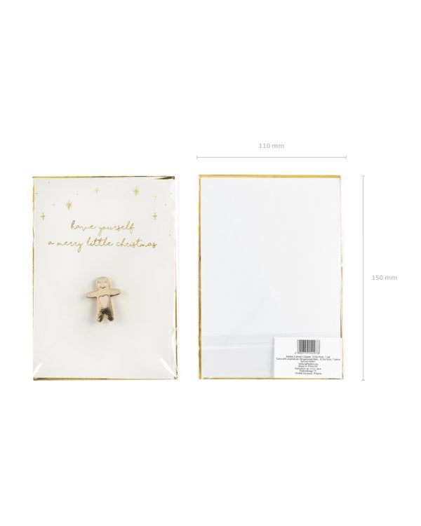 Card with enamel pin Gingerbread Man, 10.5x14.8cm