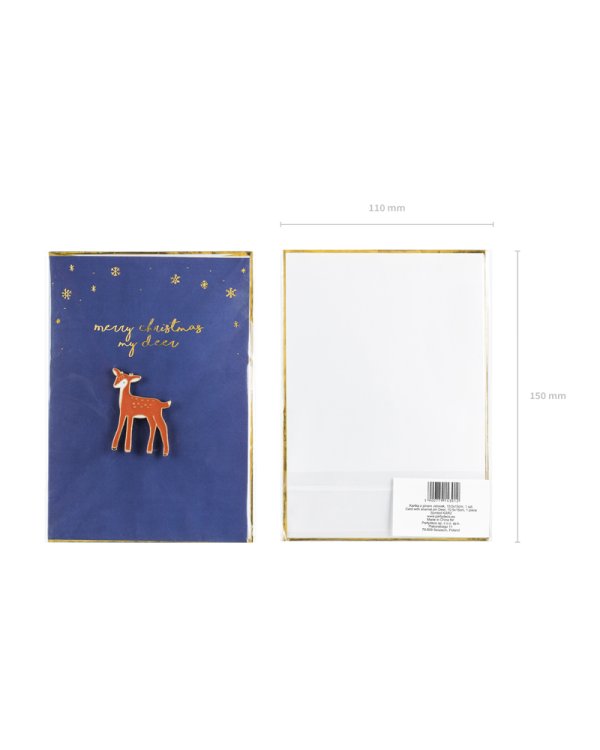 Card with enamel pin Deer, 10.5x14.8cm
