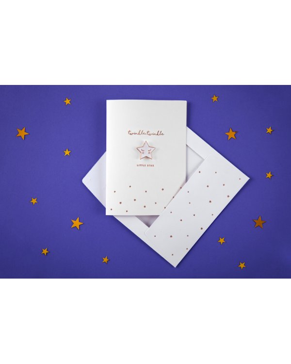 Card with enamel pin Star, 10.5x14.8cm