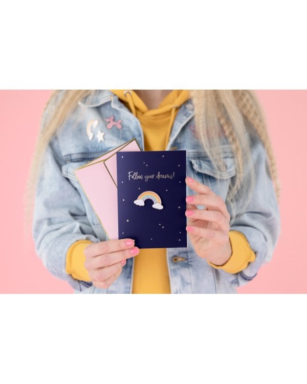 Card with enamel pin Rainbow, 10.5x14.8cm