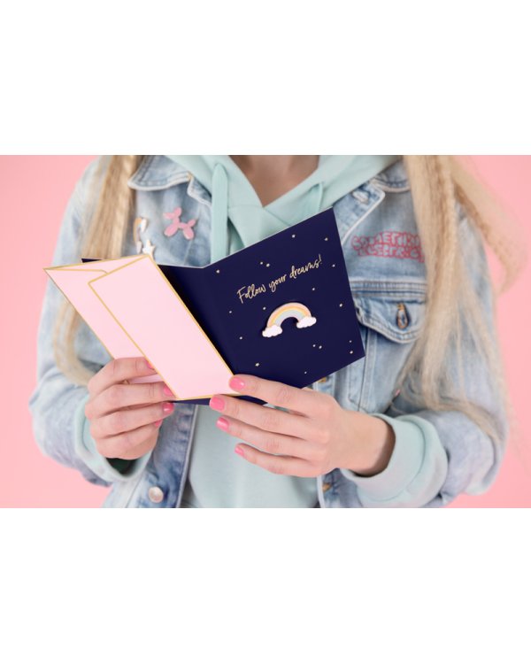 Card with enamel pin Rainbow, 10.5x14.8cm