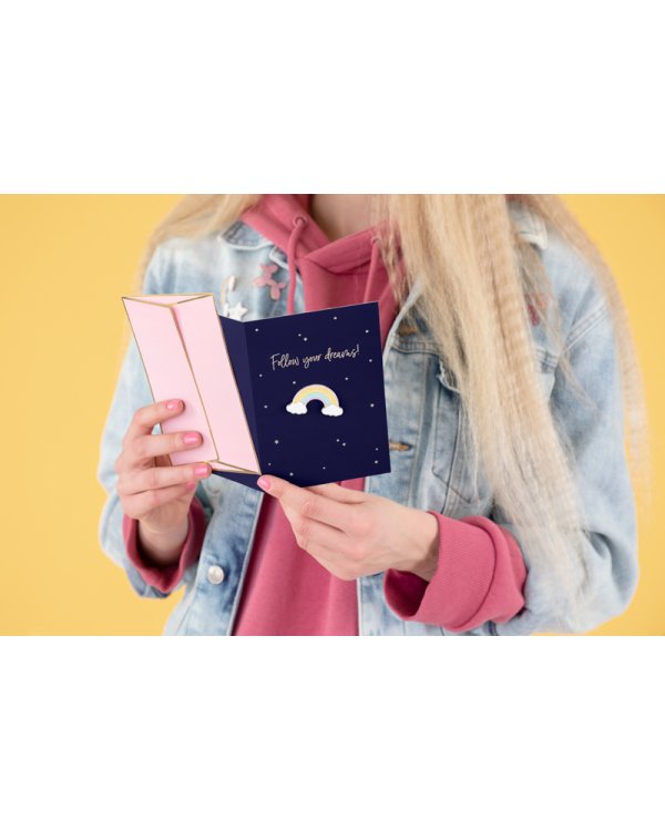 Card with enamel pin Rainbow, 10.5x14.8cm