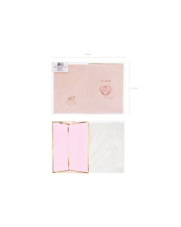 Card with enamel pin Mom, 10.5x14.8cm