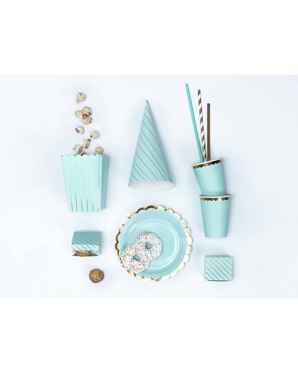 Boxes for popcorn Stripes, light blue, 7x7x12.5cm, (1 pkt / 6 pc.)