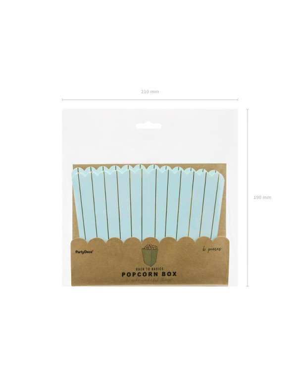 Boxes for popcorn Stripes, light blue, 7x7x12.5cm, (1 pkt / 6 pc.)